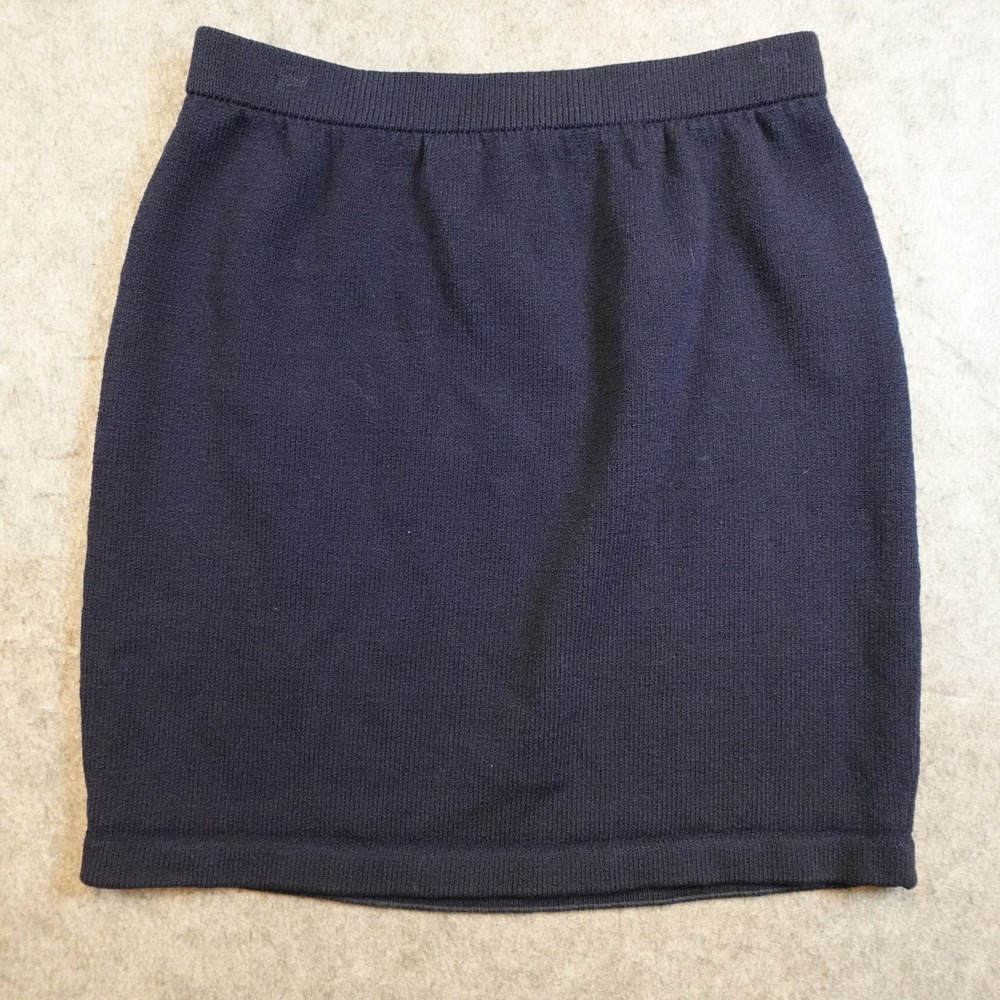 St‎ John Skirt Women 4 Navy Blue Basics Santana Knit Elastic Waist Mini USA Made